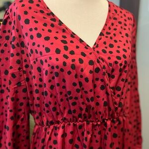 Elegant Red Polka Dot Dress